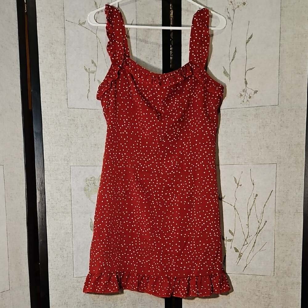 SHEIN Red Mini Sundress with Fitted Style and Square Neck